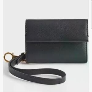 Madewell Black Leather Key & Card Holder with Wrist Strap